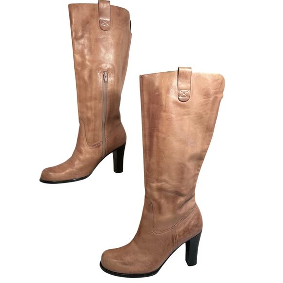 Dollhouse Knee High Leather Boots Women SZ 9 Chunky 4" Heel Western Coquette Y2K - Picture 3 of 13